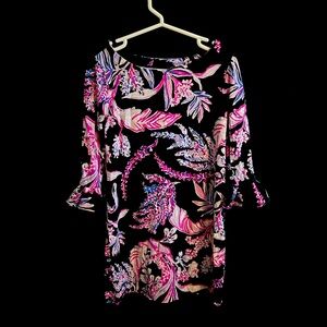 Lilly Pulitzer Pink and Purple Sheath Dress with Bell Sleeves